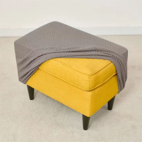 POKROWIEC NA PODNÓŻEK PUF ELASTYCZNY ŻAKARD JODEŁKA OEKO TEX BEŻOWY na Arena.pl