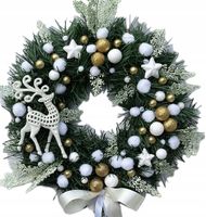 WIANEK ŚWIĄTECZNY STROIK BOŻE NARODZENIE RENIFER WIENIEC NA DRZWI