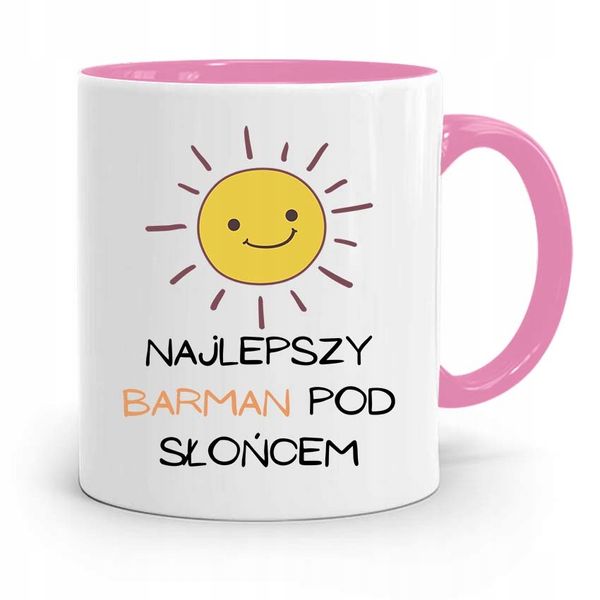 Kubek Różowy Dla Barmana Najlepszy Pod Słońcem Z Nadrukiem Ze Zdjęciem zdjęcie 1