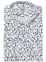 Elegancka koszula męska slim fit casual biała we wzór esy floresy dopasowana luźny styl L-41/42