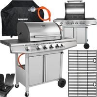 GRILL GAZOWY OGRODOWY NIERDZWENY ŻELIWNY RUSZT 4+1 17,4kW Z SZAFĄ NA BUTLE
