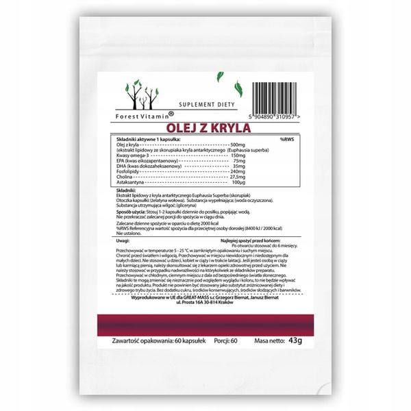 OLEJ Z KRYLA ANTARKTYCZNEGO KRILL MOCNY KRYL OMEGA 3 ASTAKSANTYNA zdjęcie 4