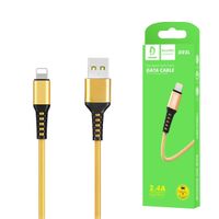 Denmen Kabel wzmacniany USB - Lightning 2.4A 15W 1m QC3.0 Złoty  D02