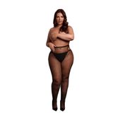 Shimmering Cut-Out Tights - Plus Size - Black/Gold Glitter