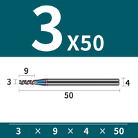 Frez 3 Ostrzowy z Węglika Spiekanego z Powłoką DLC Rozmiar: Ø3x9x4Dx50L