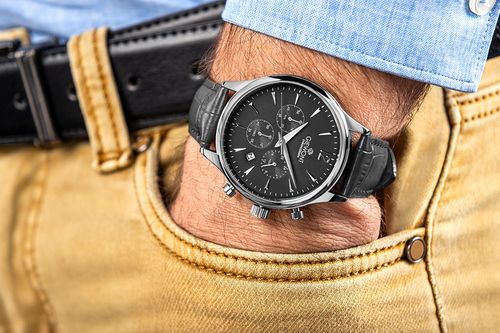 zegarek męski giewont chronograph sapphire czarno srebrny gw6310-a2 na Arena.pl