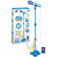 MIKROFON Stojący Karaoke Statyw Światło Dźwięk AUX Regulowany 3+