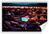 Fototapeta PREMIUM STRUKTURA ZMYWALANA NA WYMIAR kamienie na plaży nocą