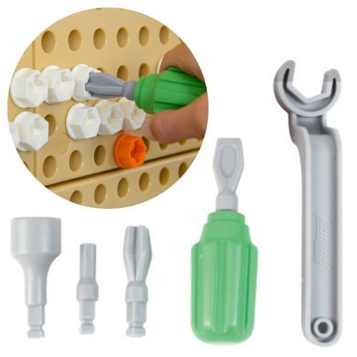 MASTERKIDZ Ręczne Narzędzia 6 Elementów Śrubokręt Klucz - Tablica Naukowo-Edukacyjna STEM na Arena.pl