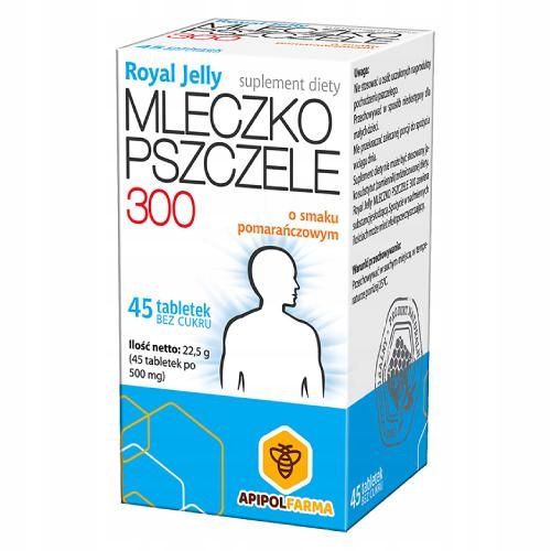 Mleczko pszczele Royal Jelly 300mg 45 tabletek APIPOLFARMA Eliksir życia zdjęcie 1