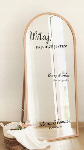 NAKLEJKA NA LUSTRO naklejki personalizowane na wesele ślub imprezę urodziny na Arena.pl