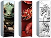 Mata magnetyczna magnes ozdobny tapeta na lodówkę DINOZAURY SMOKI 210x61 cm