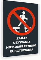 Tabliczka znak informacyjny 30x20 Antracyt NIEBEZPIECZNE RUSZTOWANIE Dibond