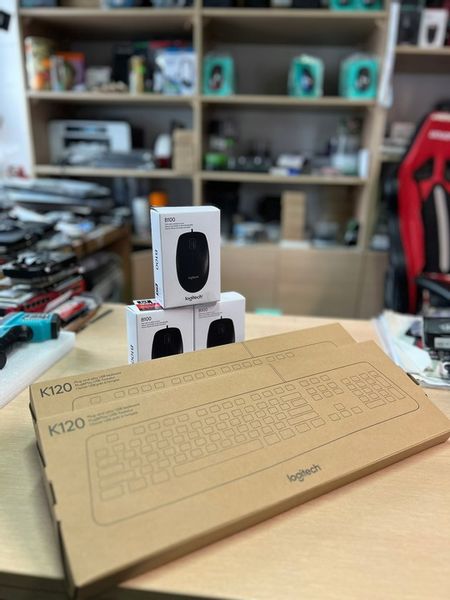 Zestaw Logitech MK120 USB klawiatura K120 mysz B100 przewodowa komputera zdjęcie 4