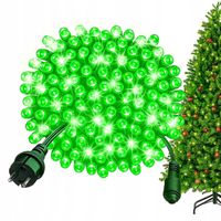 Lampki choinkowe LED 21m 300 diod Zielone + Biały FLASH IP44 zielony kabel