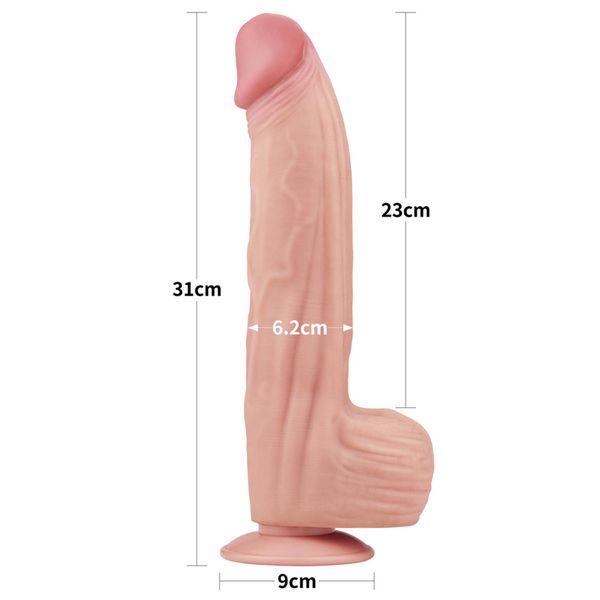 12'' King Sized Sliding Skin Dual Layer Dong zdjęcie 3