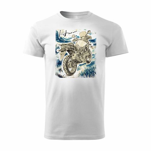Koszulka z motocyklem na motor Suzuki V-strom Vstrom DL 650 XT męska biała REGULAR L na Arena.pl