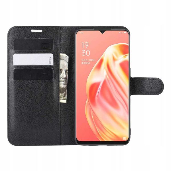 Litchi Oppo Reno 3 / A91 Czarny zdjęcie 2