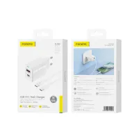 foneng ładowarka sieciowa eu66 pd 20w 1xusb-c + 1xusb qc3.0 + kabel