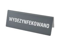 tabliczka informacyjna na stół WYDEZYNFEKOWANO 15x5,5 cm