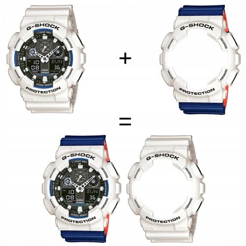 ZESTAW G-SHOCK GA-100B-7AER BIAŁY NIEBIESKI na Arena.pl