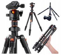 LEKKI MARKOWY STATYW TRIPOD Z GŁOWICĄ KULOWĄ K&F CONCEPT K254C2 CARBON