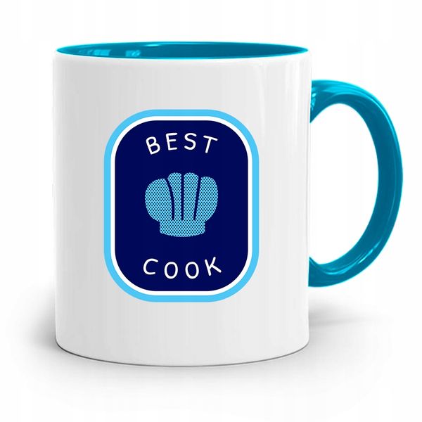 Kubek Błękitny Dla Kucharza Best Cook Prezent Z Nadrukiem Ze Zdjęciem zdjęcie 1