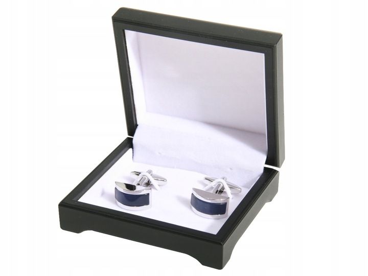 SPINKI DO MANKIETÓW SREBRNE GRANAT MASA W PUDEŁKU zdjęcie 3