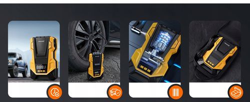 Kompresor Samochodowy 12V 230V Feegar Sprężarka Pompa Przenośna Do Kół Led na Arena.pl