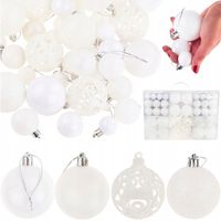 BOMBKI CHOINKOWE BIAŁE DUŻY ZESTAW XXL 100szt WZORY BOMBKA BOMBEK 6/4/3cm