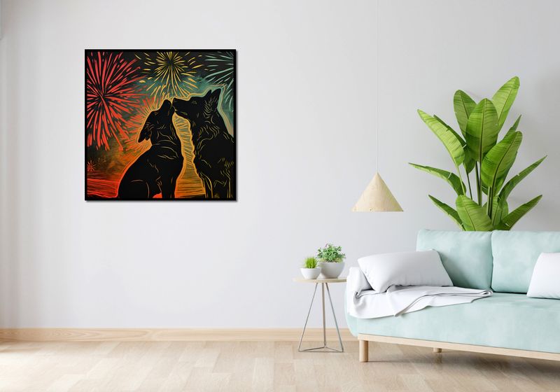 Plakat 90x90cm Psi Uścisk zdjęcie 4