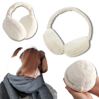 NAUSZNIKI ZIMOWE PLUSZOWE CIEPŁE NA USZY FUTERKO REGULOWANE BIAŁE NA MRÓZ