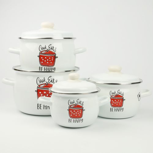 ZESTAW 4 GARNKÓW EMALIOWANYCH Z POKRYWAMI TRADYCYJNE GARNKI EMALIOWANE na Arena.pl