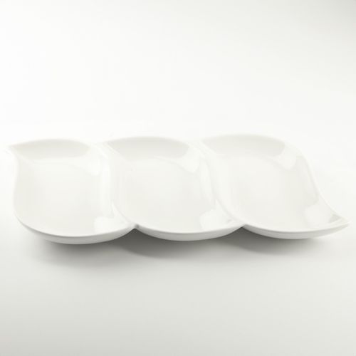 PÓŁMISEK PORCELANOWY TRÓJDZIELNY NA SOSY PRZEKĄSKI SŁODYCZE OWOCE 28X17CM na Arena.pl