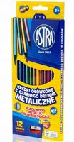 kredki ołówkowe 12 kolorów czarne metaliczne astra