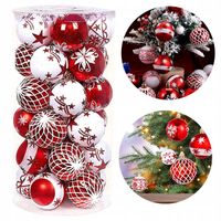BOMBKI CHOINKOWE 6CM ZESTAW 30 SZT BAŃKI NA CHOINKĘ NIETŁUKĄCE DEKOROWANE