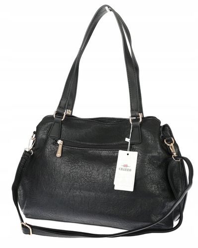 Torebka Damska Shopperkawłoska marka CHARRO Pojemna A4 Modna CH7719 Czarna na Arena.pl