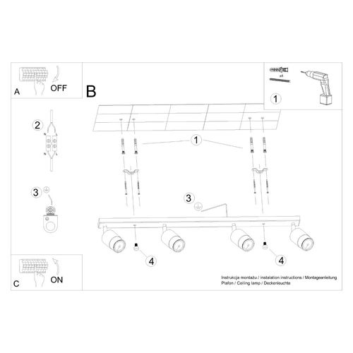 Plafon NERO 4 czarny/chrom na Arena.pl