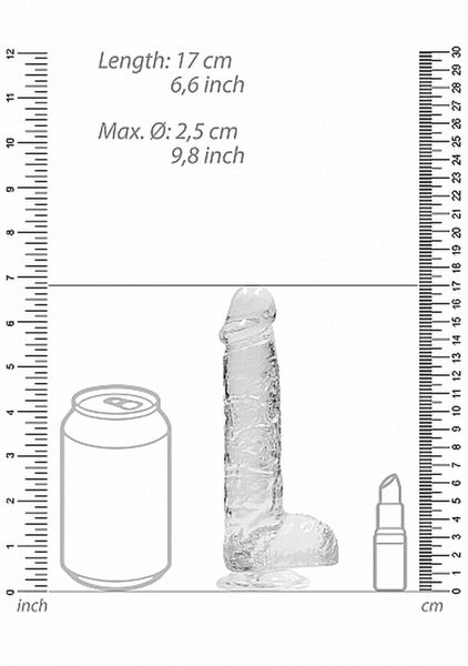 6"" / 15 Cm Realistic Dildo With Balls - Transparent zdjęcie 3