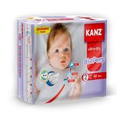 Pieluchy dziecięce bawełniane baby dry rozmiar 2 mini 40szt 3-6kg kanz