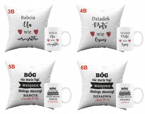 PREZENT NA DZIEŃ BABCI I DZIADKA ZESTAW PODUSZEK KUBKÓW 2SZT. na Arena.pl