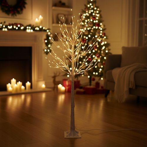Drzewko Świąteczne Ozdobne Świecące LED BRZOZA 150 cm Lampki Białe Ciepłe na Arena.pl