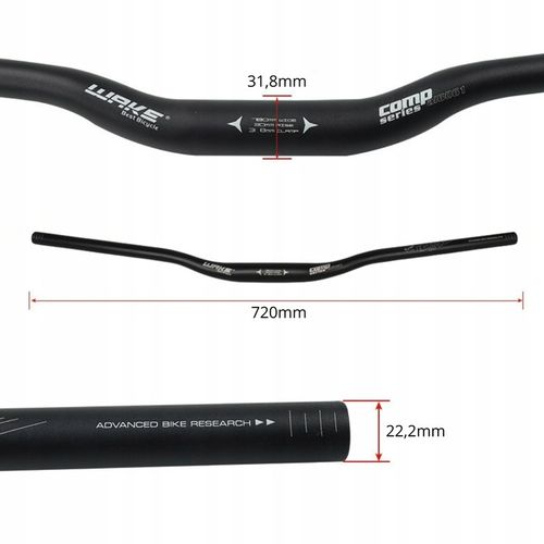 KIEROWNICA ROWEROWA GIĘTA DO ROWERU CZARNA ALUMINIOWA WAKE 720MM / 31.8 MM na Arena.pl