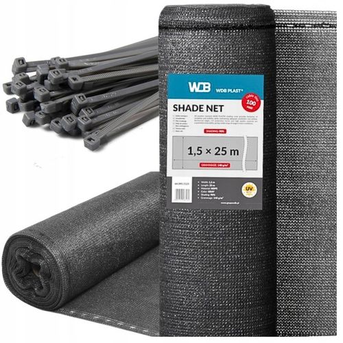 SIATKA CIENIUJĄCA 90% 1,5x25m OSŁONA MASKUJĄCA MATA NA PŁOT OGRODZENIE UV+ na Arena.pl