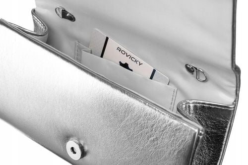 Damska torebka wizytowa kopertówka wieczorowa modna weselna srebrna Rovicky na Arena.pl