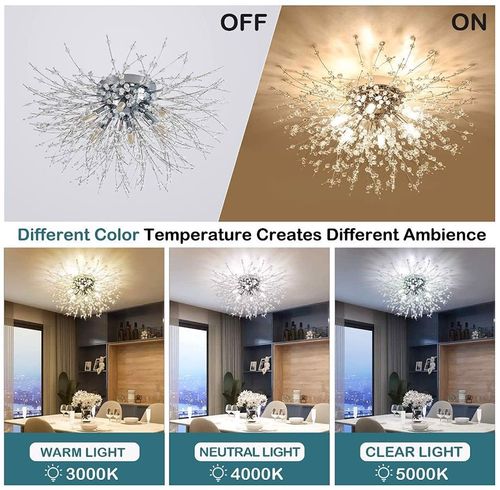 Lampa Sufitowa Kryształowa Żyrandol G9 Led Srebrna na Arena.pl