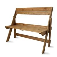 Ławka Ogrodowa Z Oparciem Drewniania Nowoczesna 105cm Sosna Kasztan