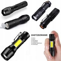 ZESTAW 3x MOCNA LATARKA TAKTYCZNA LED CREE ZOOM XML-T6 LAMPA AKUMULATOR USB