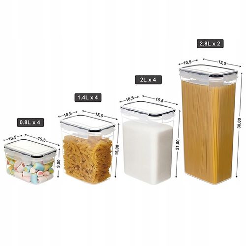 POJEMNIK SŁOIK PLASTIKOWY NA MAKARON KASZE PUDEŁKA NA ŻYWNOŚĆ 14szt na Arena.pl