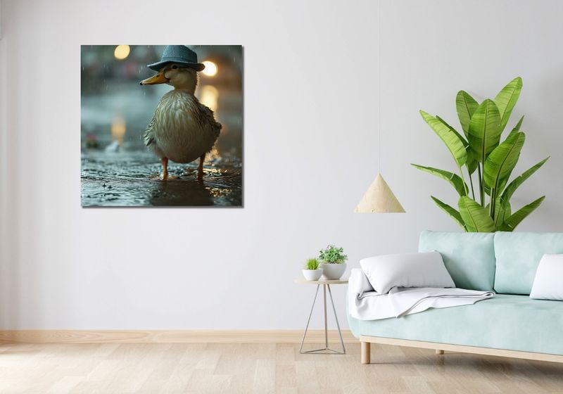 Obraz 90x90cm Kaczka w Kapeluszu zdjęcie 2